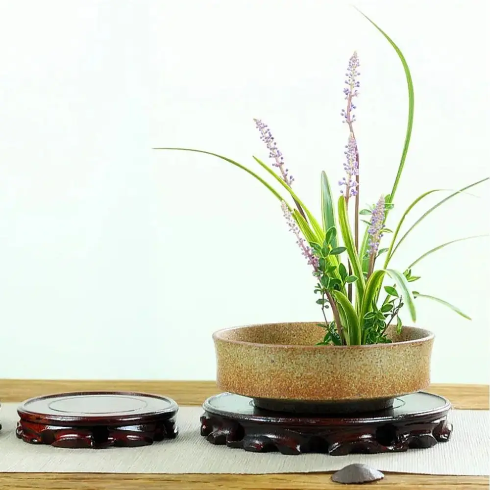 Macetas redondas para el hogar, soporte de madera para exhibición de plantas, contenedor para pecera, florero, asiento, bandeja para maceta, suministros de jardín