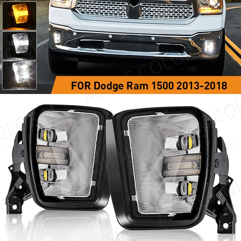 Lámpara antiniebla LED luces de circulación diurna para Dodge Ram 1500 2013 2014 2015 2016 2017 2018 señal de giro DRL accesorios de coche blanco amarillo