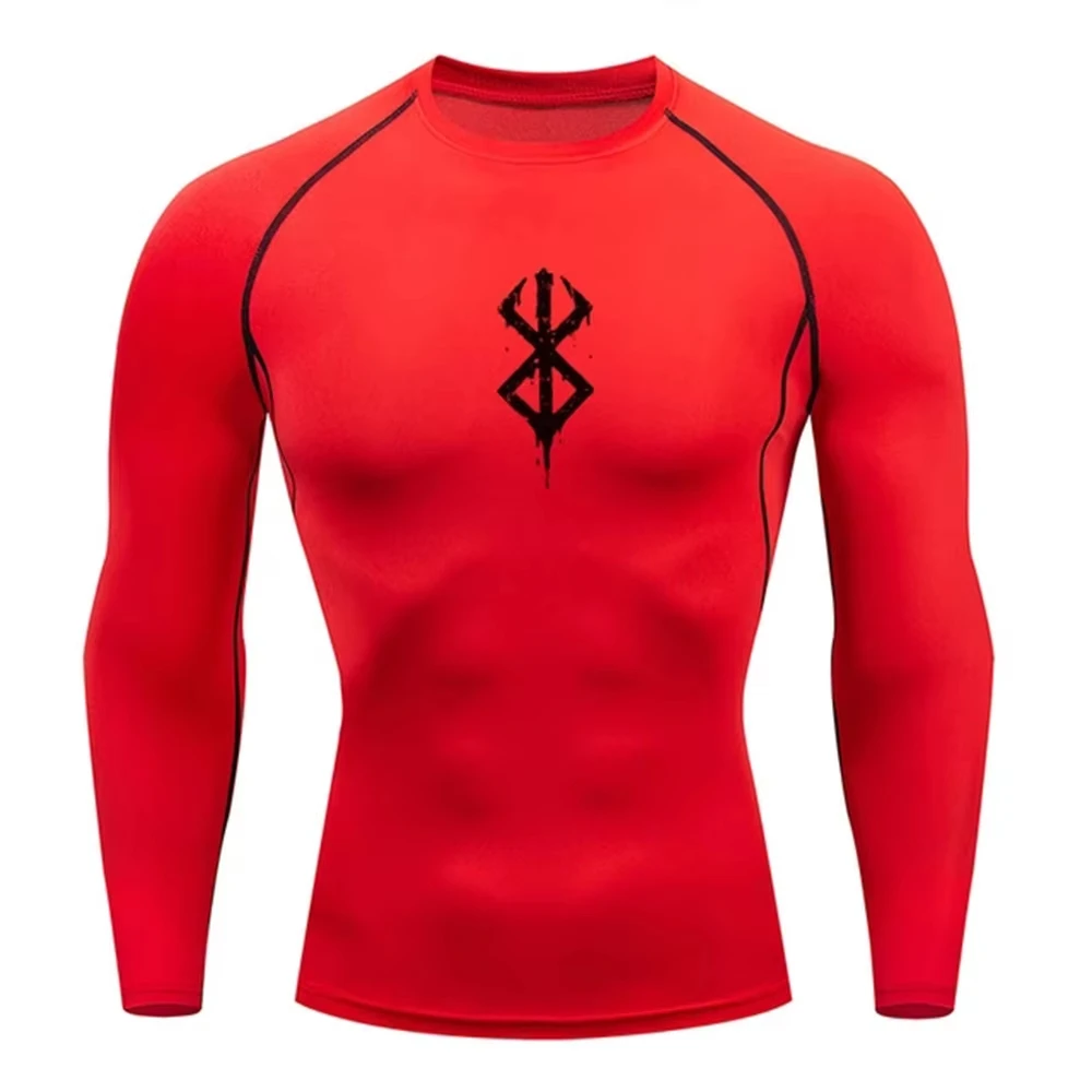 Camiseta de compresión para hombre, camisetas de Anime Berserk Guts para gimnasio, correr, Fitness, ropa deportiva ajustada, camiseta deportiva transpirable de manga larga