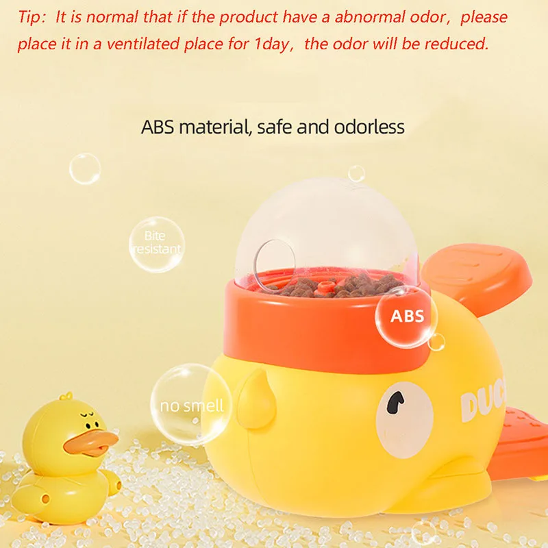Perro, gato, comedero para mascotas, pequeño pato amarillo, rompecabezas interactivo, máquina de alimentación para perros, cachorro, juguete de comida faltante, fondo antideslizante