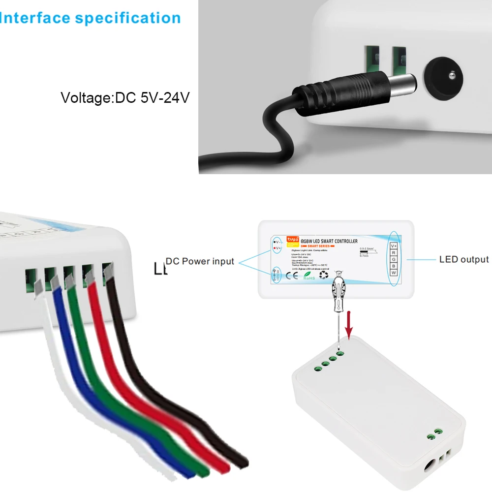 Controlador LED Tuya Wifi atenuador inteligente DC5V-24V tira de luz LED CCT/RGB/RGBW para Alexa Google Home aplicación remota Control