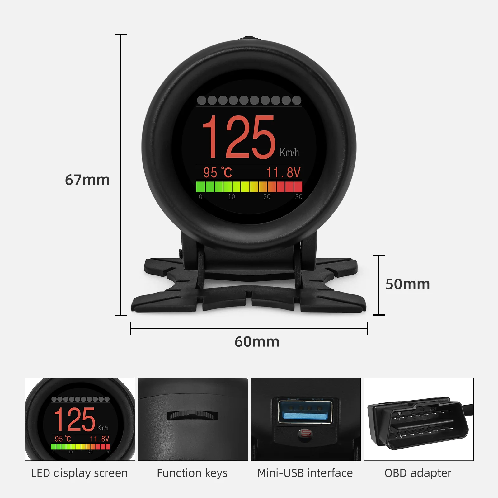 Pantalla frontal A205, ordenador a bordo, pantalla Obd2, velocidad, consumo de combustible, medidor de temperatura, medidor Digital multifunción inteligente