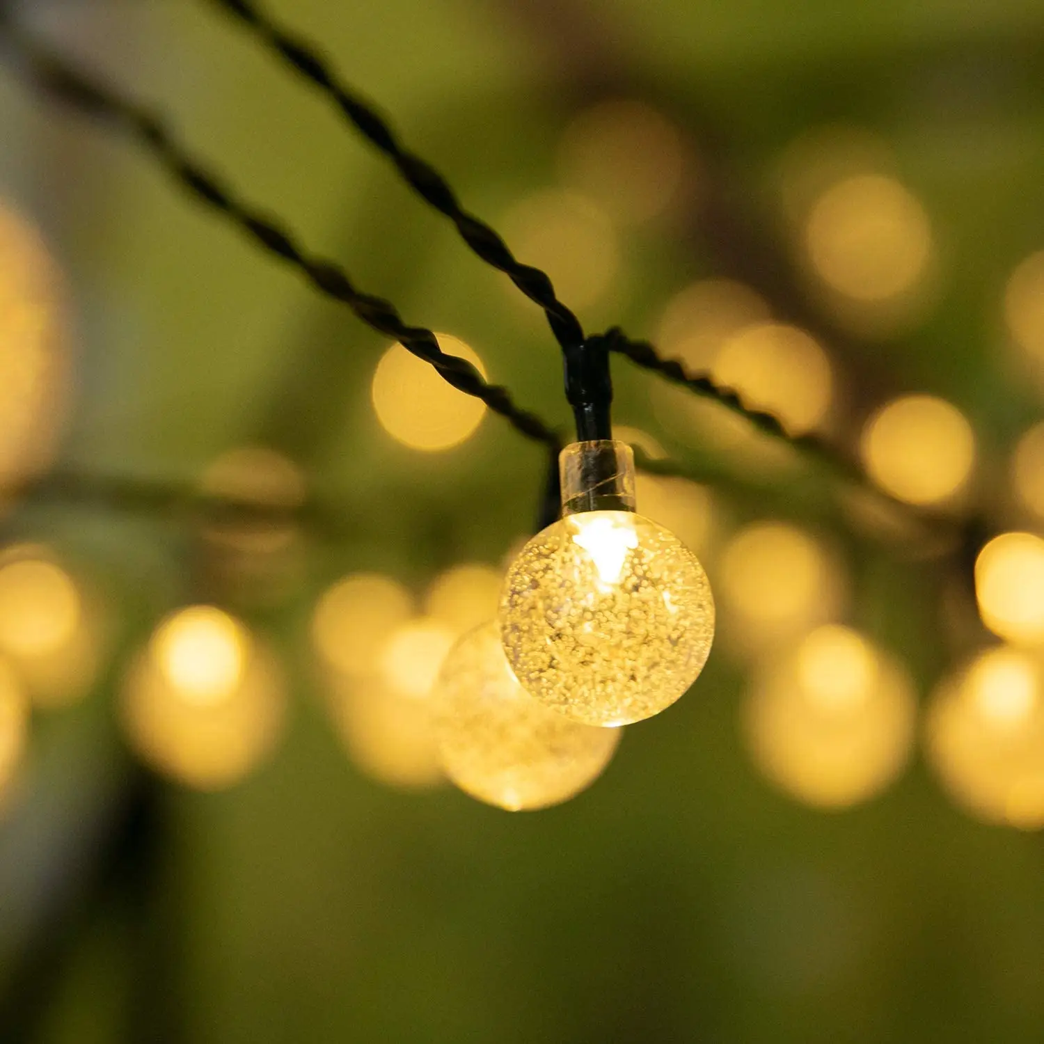 Guirnalda de luces solares para exteriores, 200 Led, globo de cristal, resistente al agua, luz de hadas para jardín, Navidad, decoración al aire libre