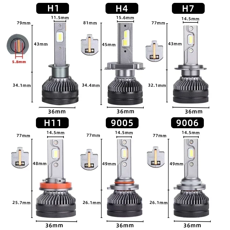 Bombilla LED K5C para faro delantero de camión, 24V, H7, H4, H1, H11, 4300K, 6000K, 110W, 24V, 2 piezas