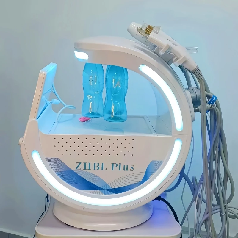 Nueva Máquina de Belleza 7 en 1 para Limpieza Facial Inteligente, Análisis de Piel, Vacío de Poros Profundos, Hidrolifting, Antienvejecimiento, Color Azul Hielo
