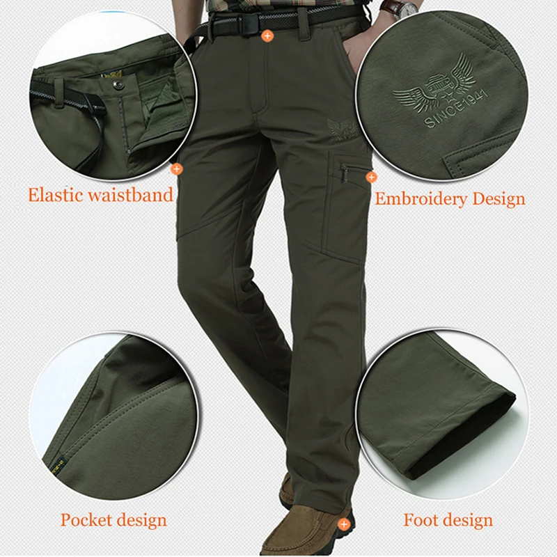 Pantalones tácticos para trabajo al aire libre, pantalones Cargo informales de invierno para hombre, pantalones impermeables con forro polar, ropa de trabajo elástica para senderismo y viajes, 2024