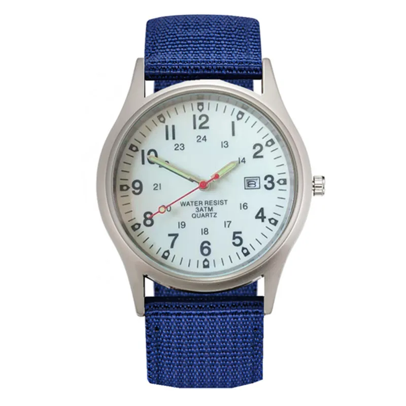 Relojes de marca para estudiantes, moda informal para hombres, banda de nailon, reloj deportivo de cuarzo con fecha Simple, reloj negro Erkek Barato Saat Relogio Masculino