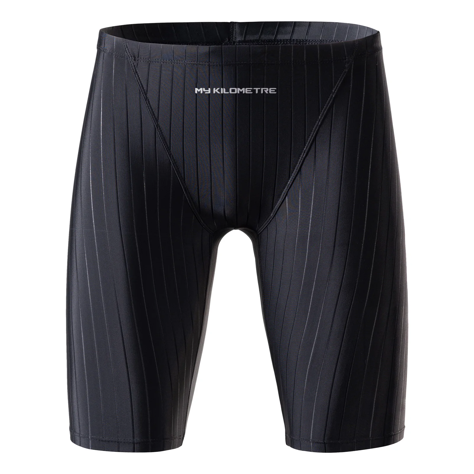 MY KILOMETRE Bañador de natación para hombre, bañador de talla grande 4XL, bañador de entrenamiento atlético para natación, bañador sólido negro de resistencia para hombre