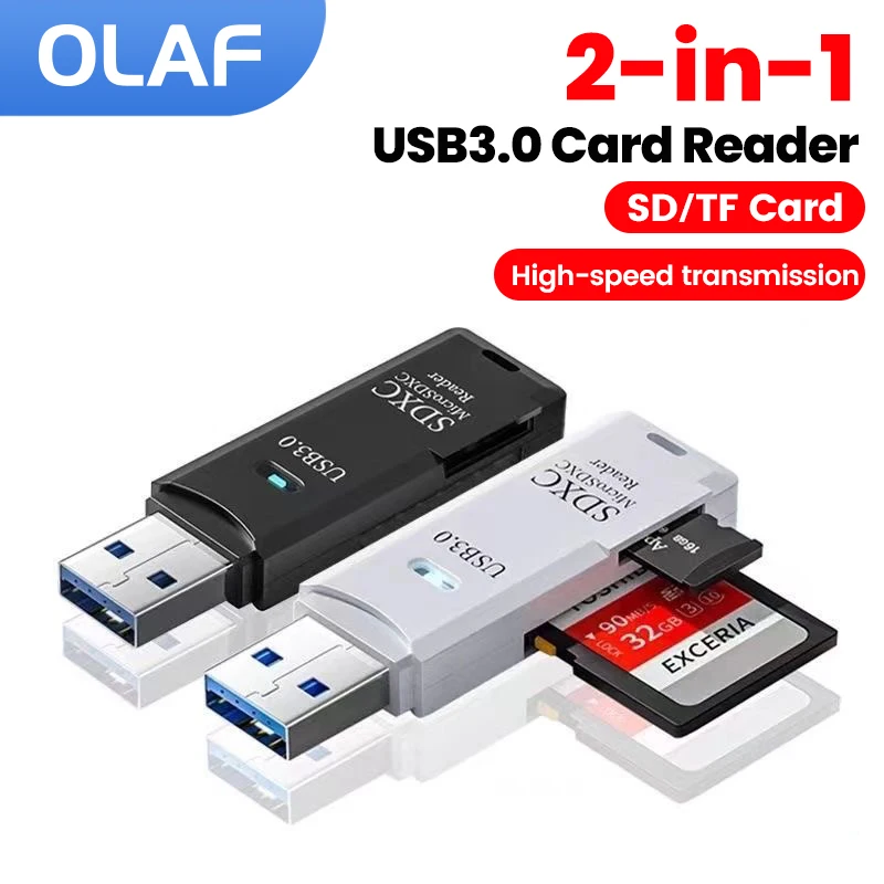 Adaptador de lector de tarjetas USB3.0/2,0 2 en 1, USB3.0/2,0 macho a tarjeta de memoria SD TF, lector de tarjetas USB para PC, accesorios para ordenador portátil