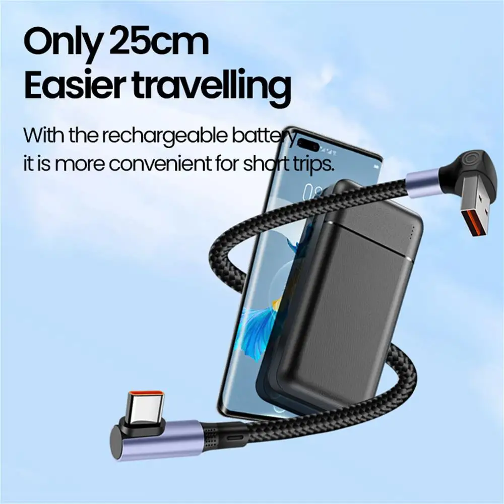 Cable de datos de carga rápida USB A/USB C a tipo C de 66W, codo corto de 90 grados para iPhone 16 15, Banco de energía, Cable USB C de 0,15/0,25/0,5 m
