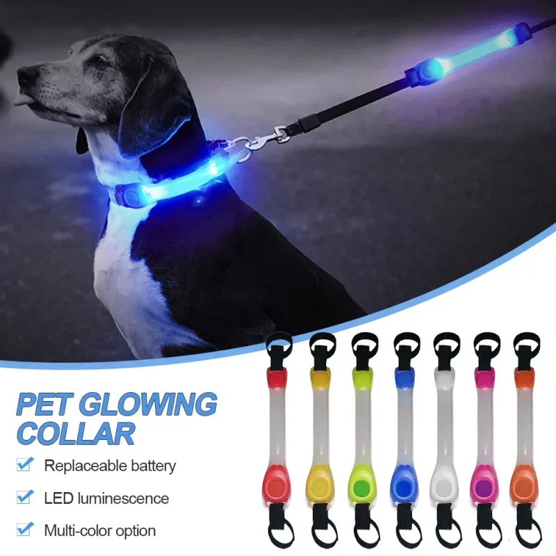Collar brillante de seguridad antipérdida para perros resistente al agua, colgantes multicolores y tira de luz LED intermitente lista para exteriores, visibilidad nocturna