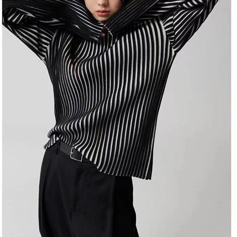 Suéter a rayas de Color de contraste para mujer, jerseys de manga larga ajustados informales, Tops elegantes y cómodos, otoño e invierno, nuevo