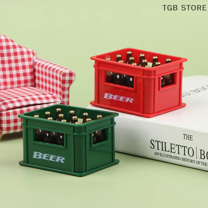 1:12 casa de muñecas Mini botella de bebida de cerveza caja de cerveza caja de bebidas Bar cocina decoración juguete