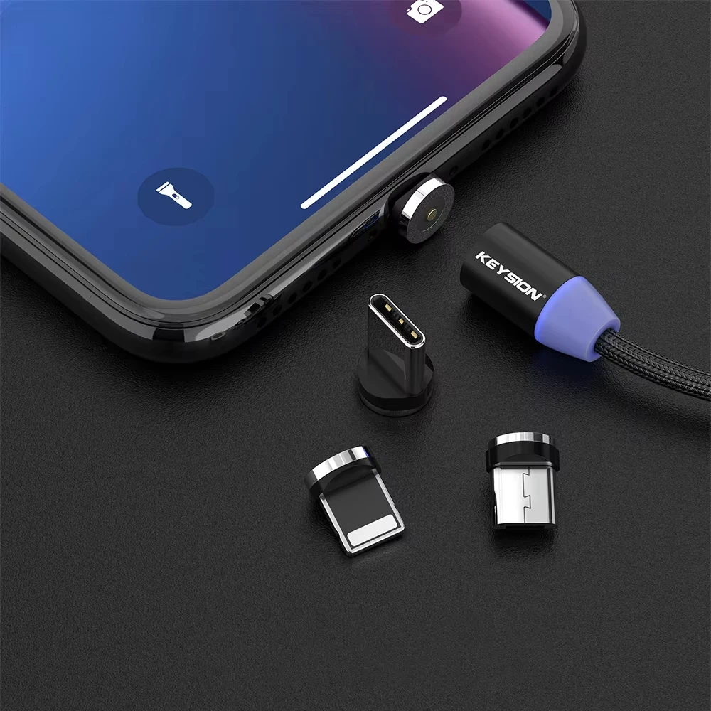 NNBILI Cable USB magnético LED Cable de carga rápida tipo C cargador magnético carga de datos Cable Micro USB Cable de teléfono móvil Cable USB