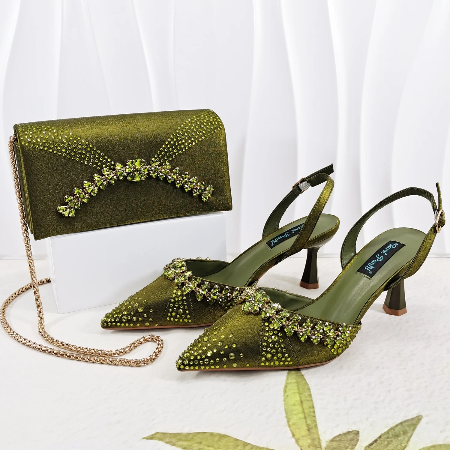 Zapatos de tacón alto sin cordones QueenaYan y bolso pequeño a juego, zapatos de fiesta con punta y bolso o un par de zapatos de trabajo, a la moda en Nigeria