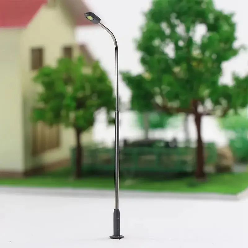 Lámpara de calle en miniatura a escala 1:75-1:500, modelo de 3V Led de Metal, luz de carretera de un solo cabezal, juguetes DIY, Kits de Diorama de diseño de tren Raiyway, 5 uds.