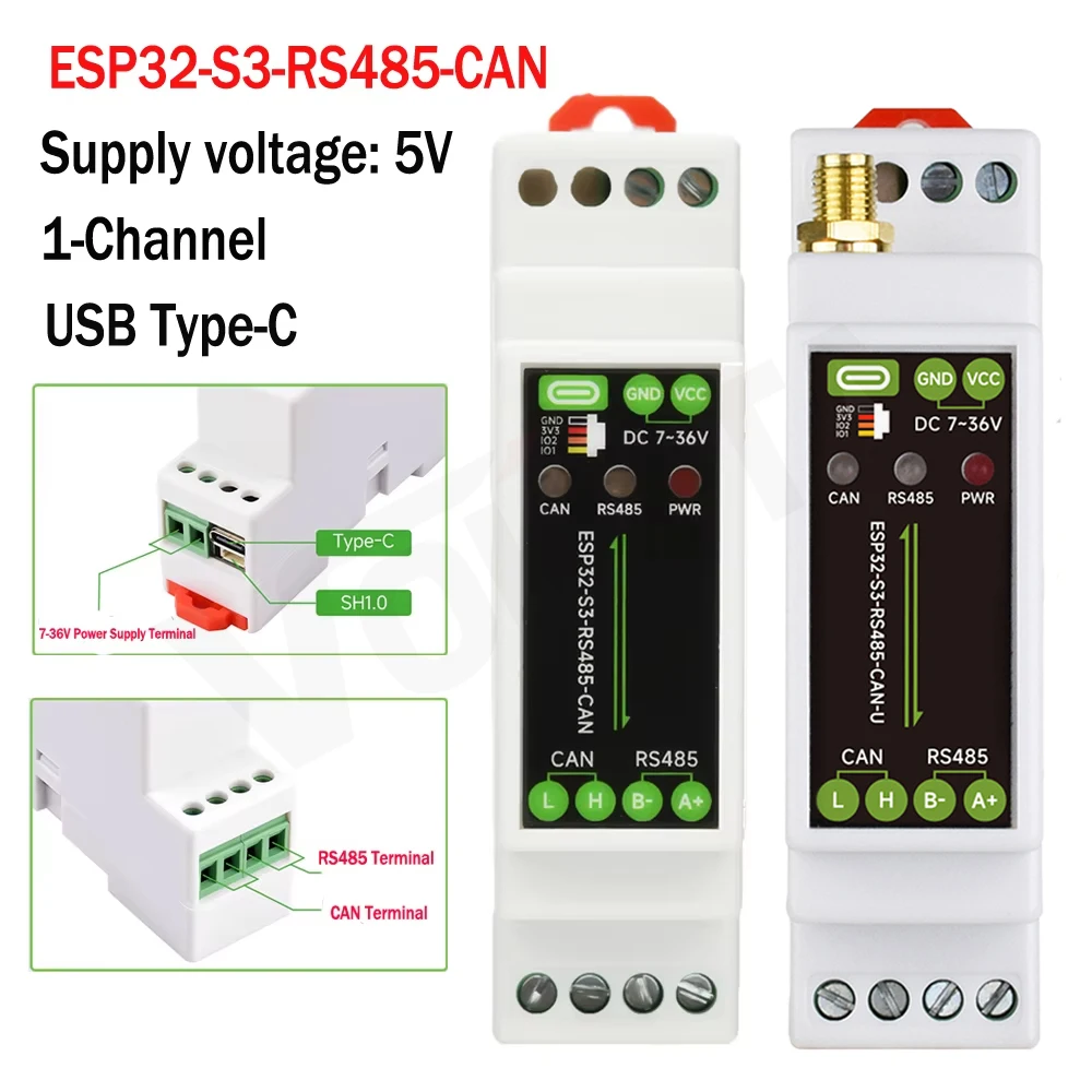 Placa de Control Industrial ESP32-S3-RS485-CAN con Interfaces de Comunicación RS485 y CAN, Compatible con Wi-Fi/Bluetooth