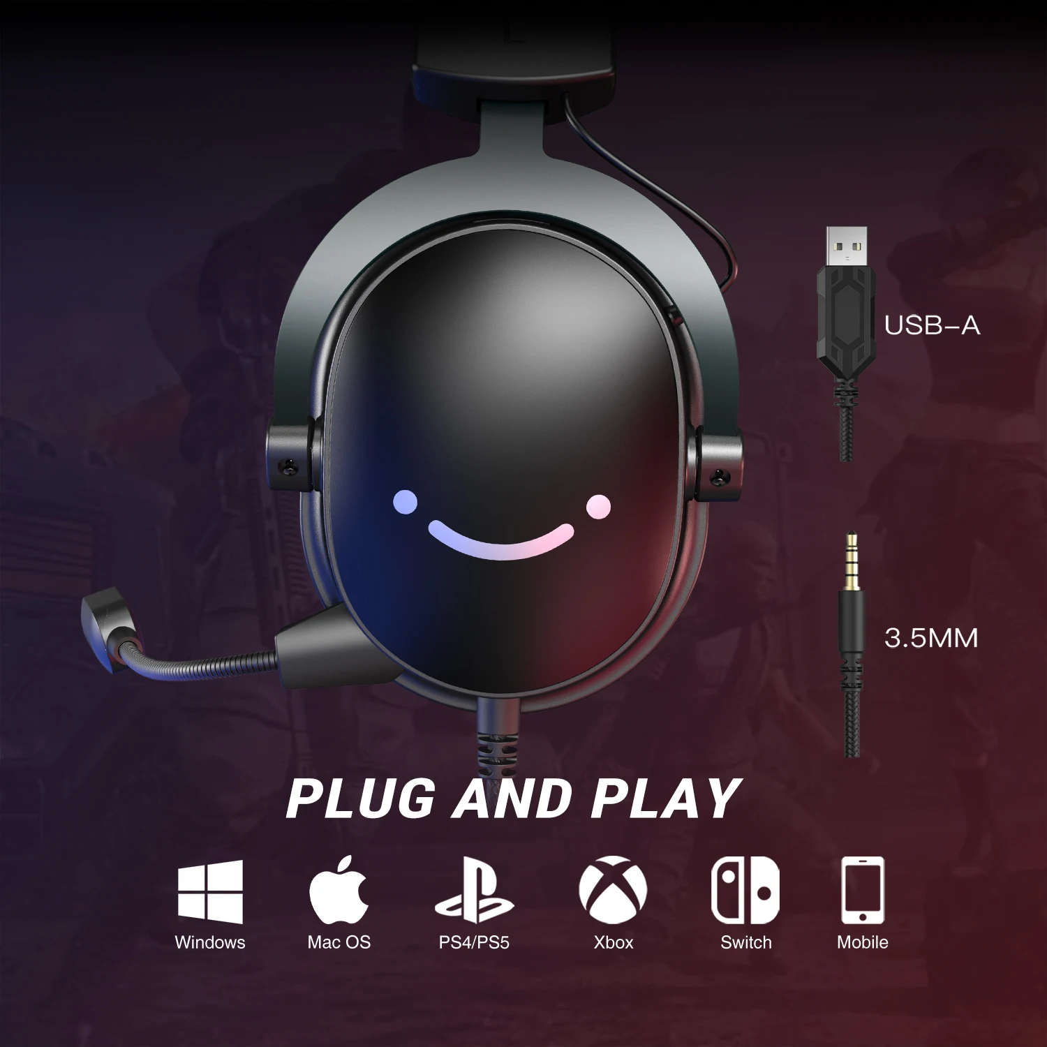Auriculares FIFINE, con Conector de 3.5 mm y USB, Sonido Envolvente 7.1, Control de Volumen, Interruptor de Silencio para PC/MAC/PS4/PS5 Mixer-H9