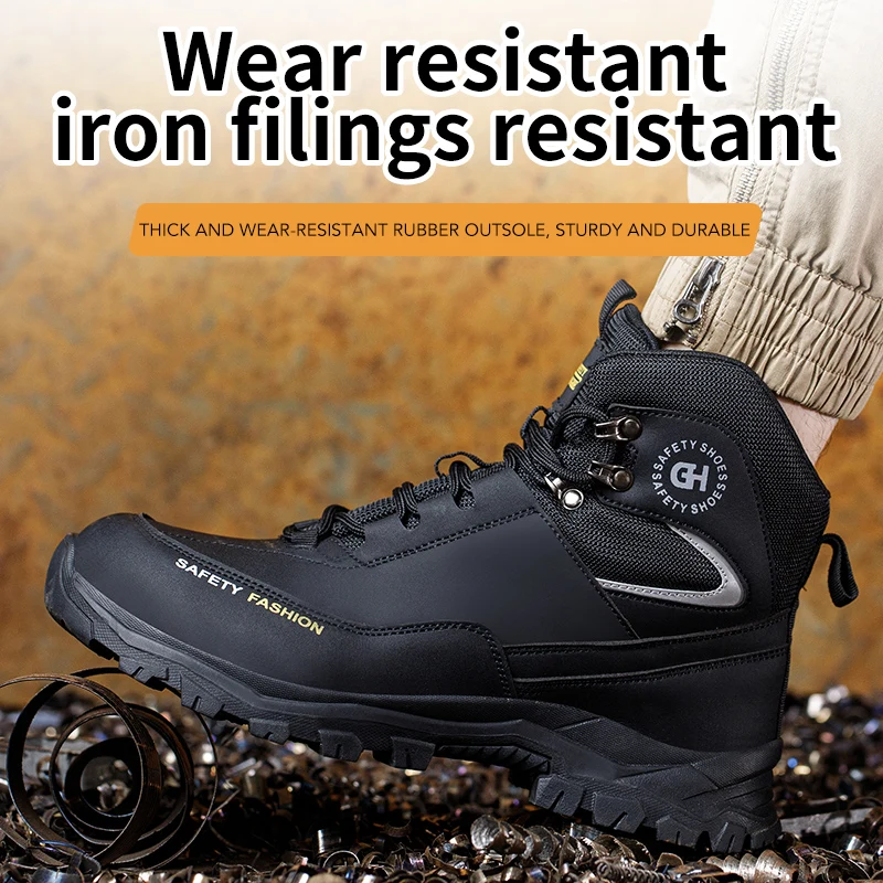 Zapatos de seguridad para construcción, botas de trabajo impermeables para hombre, zapatos con punta de acero antigolpes, zapatos indestructibles a prueba de pinchazos, zapatos de seguridad