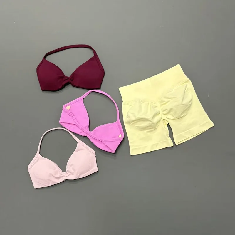 Conjunto de yoga sin costuras HISTELLO de 2 piezas, sujetador deportivo push-up, leggings moldeadores de glúteos, transpirables y cómodos para mujer.