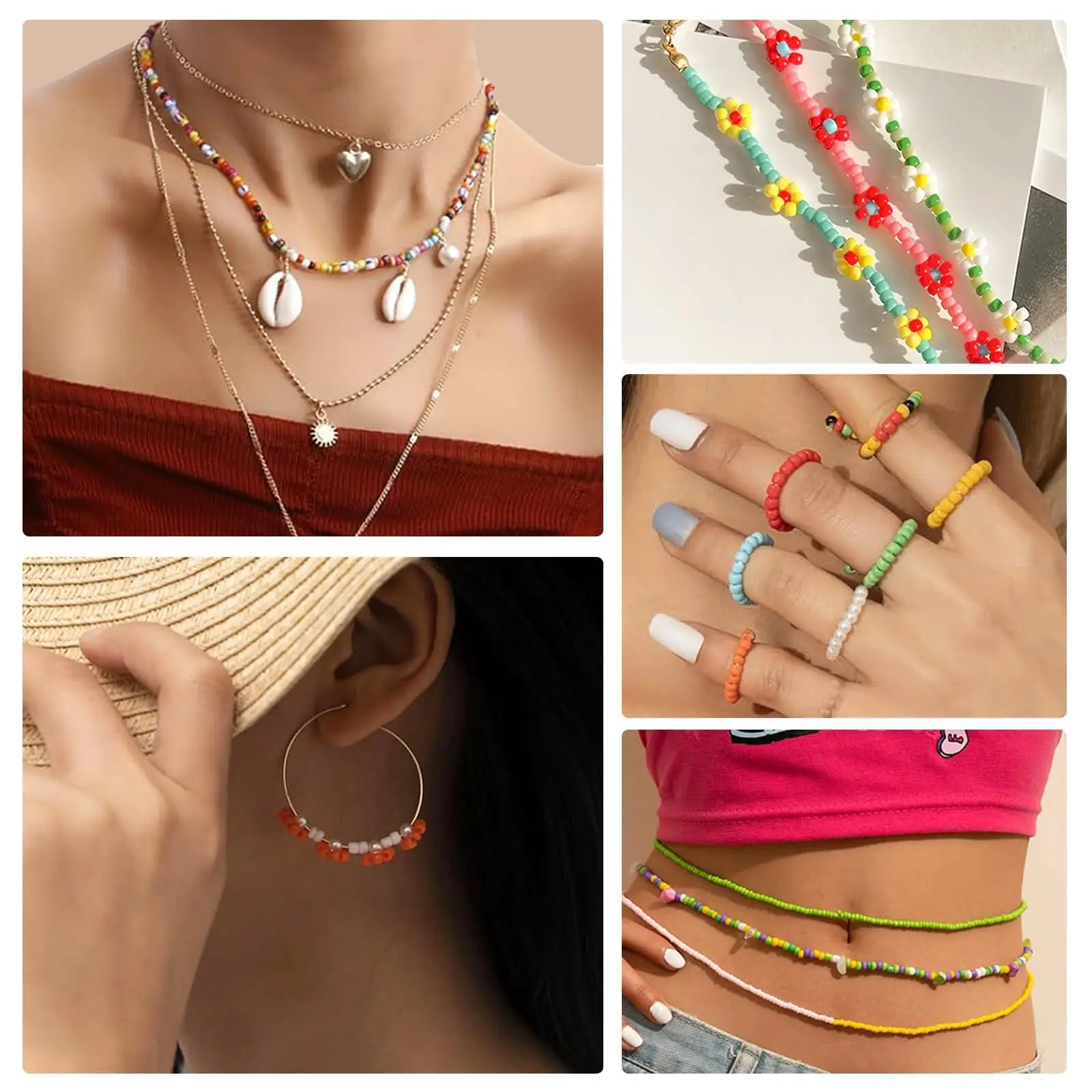Kit de cuentas DIY de semillas de 24 colores y 3mm, kit para hacer pulseras de la amistad, kit de enhebrado para niñas, ideas de regalos para fiestas de cumpleaños navideñas