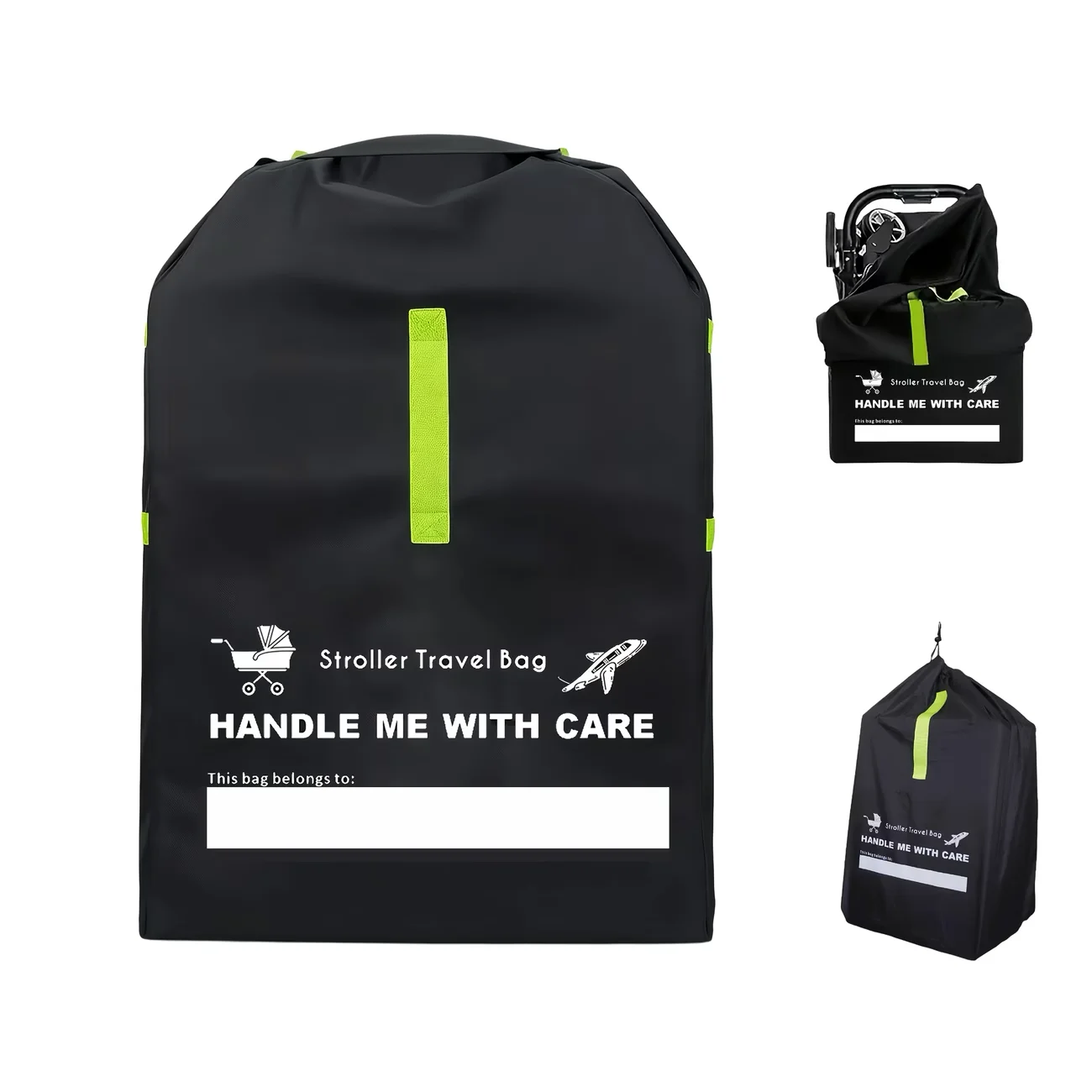 Funda Extra Grande para Cochecito de Bebé para Avión - Bolsa de Almacenamiento Resistente con Acolchado, Accesorios de Viaje Universales, Color Negro