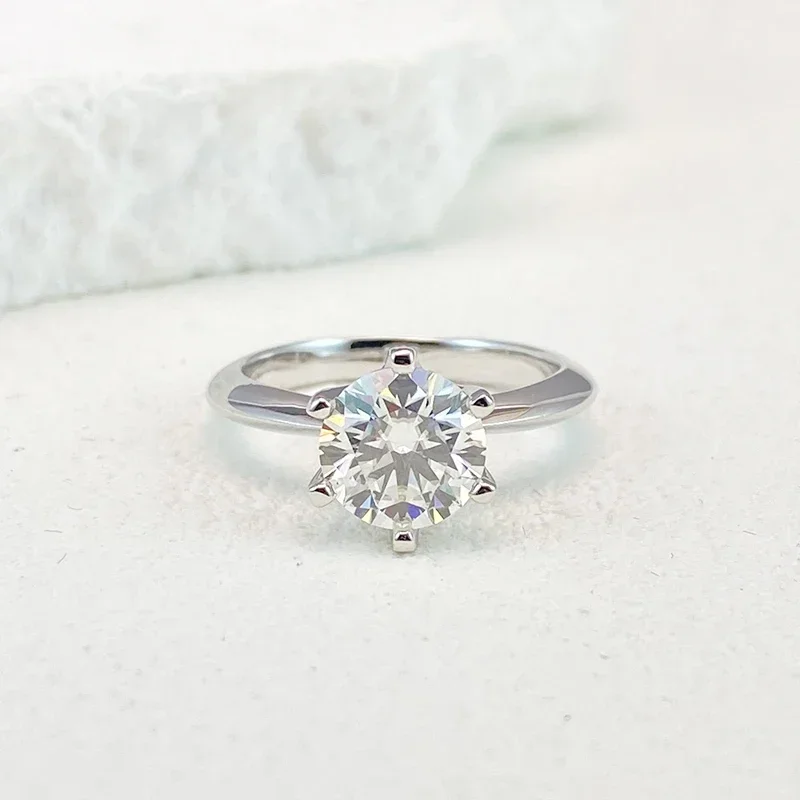 Anillo NeeTim de moissanita de 0,5-5 quilates para mujer, Plata de Ley 925 con chapado en oro blanco, joyería de compromiso con para boda