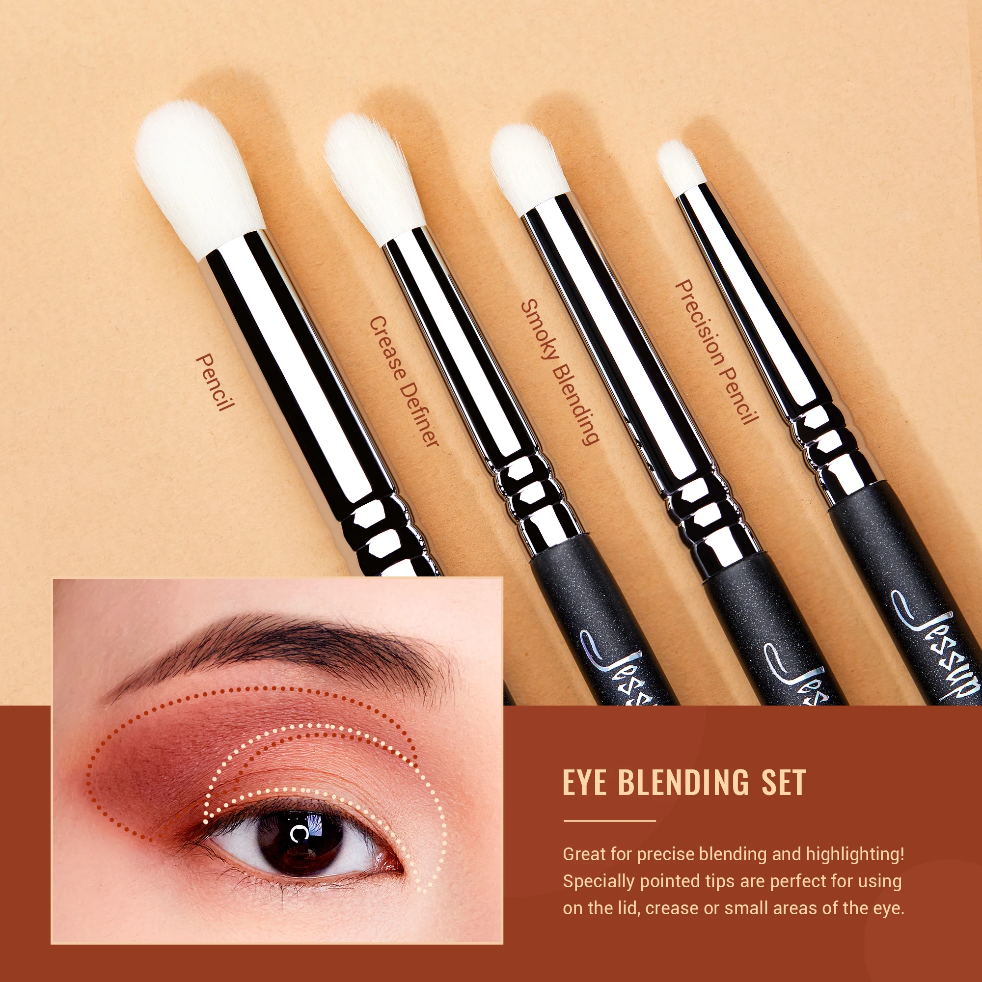 Set de Brochas de Maquillaje para Ojos Jessup, Brocha Profesional para Difuminar Sombras, Brocha Sintética para Delinear el Contorno del Ojo, T338