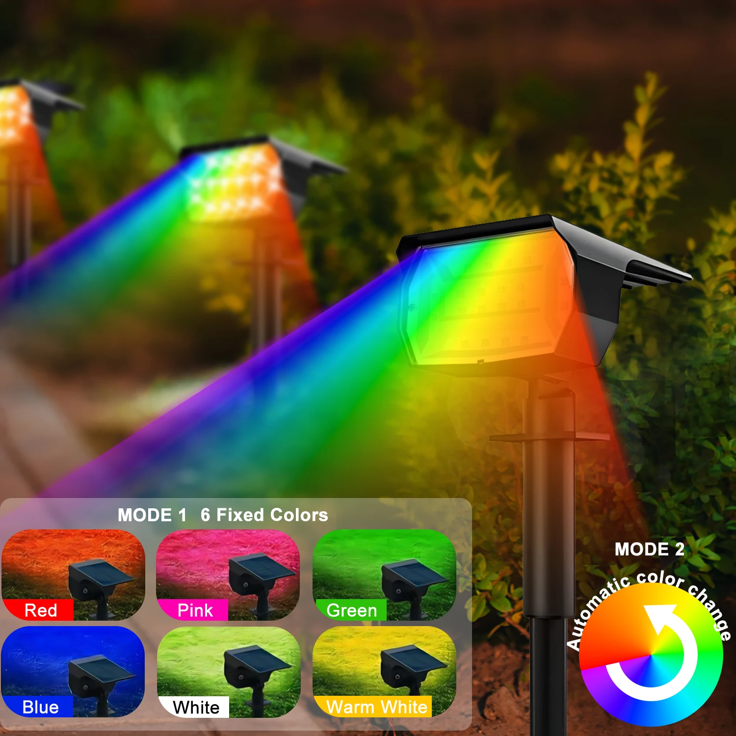 Luces solares de paisaje LED 72/68 para exteriores, luz Solar impermeable IP65 con 3 modos, foco Solar de jardín para pasarela de césped y patio