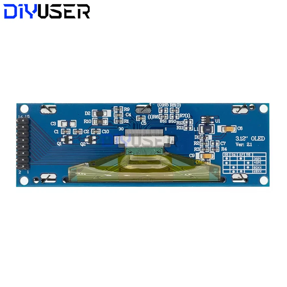 Módulo de pantalla OLED de 3,12 pulgadas SSD1322 256x64 para STM32 Raspberry Pi, interfaz SPI I2C con cabezal de pines pre-soldado