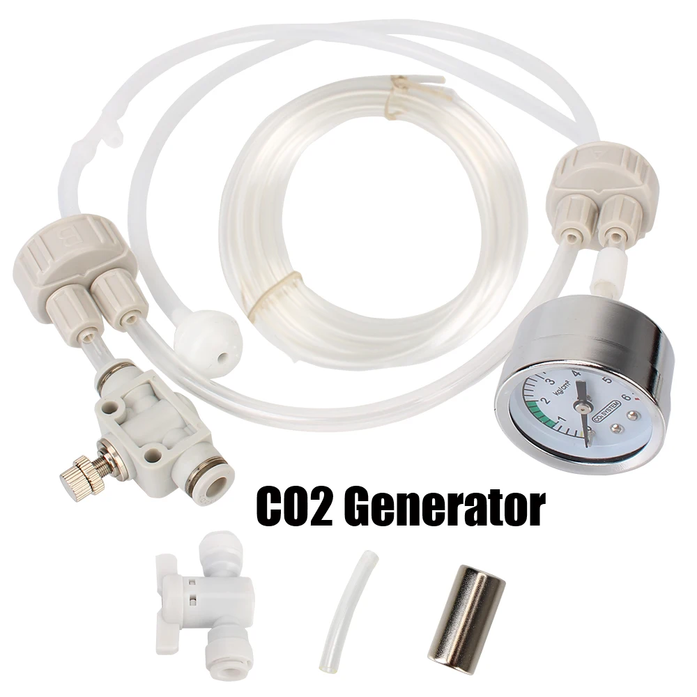 CO2 casero con dispositivo de flujo de aire de presión, Kit de sistema generador de CO2, difusor de válvula de CO2 DIY para pecera, agua y hierba