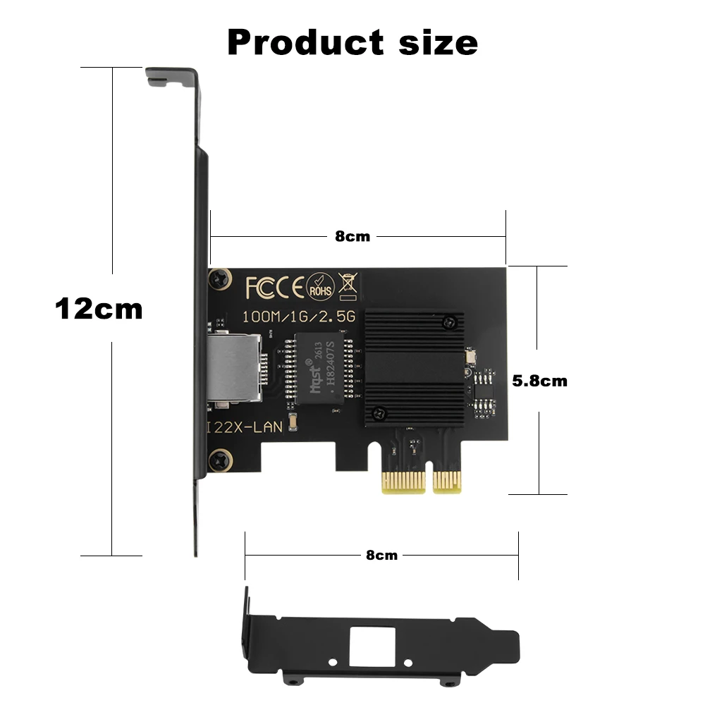 Tarjeta de red Intel i226 PCIE a RJ45 de 2,5G, interfaz RJ45 de 100/1000/2500Mbps, adaptador Gigabit LAN Etherent para PC/escritorio para Win