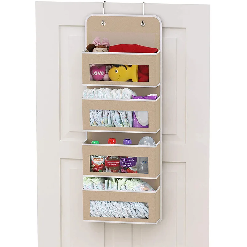 Bolsa de almacenamiento de cuatro capas, organizador de tela colgante para puerta, artículos diversos, ropa interior y calcetines, 1 unidad