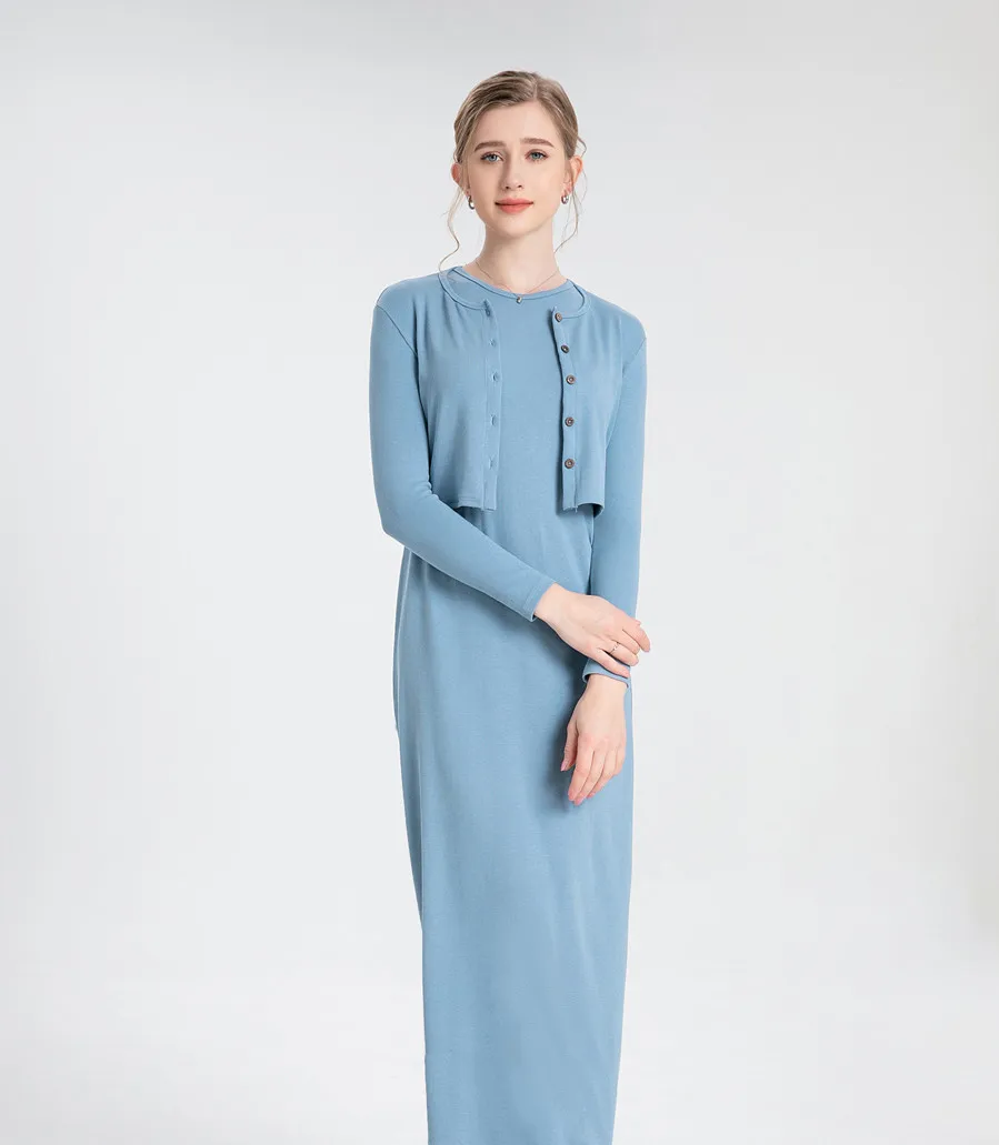 Cárdigan de fibra natural para mujer, vestido largo hasta el tobillo, tejido con ribetes, moda de verano, 2023
