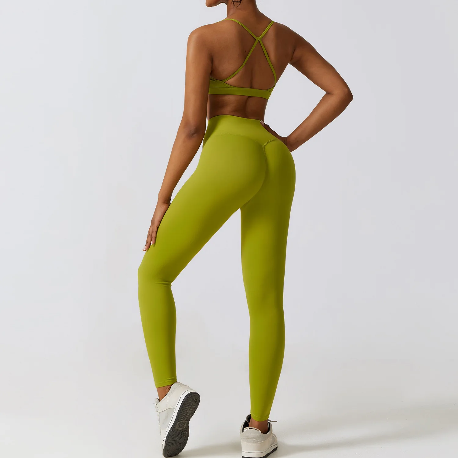 Ropa deportiva, conjunto de Yoga, ropa de entrenamiento para mujer, ropa atlética, mallas deportivas para gimnasio, sujetador de encaje perfecto, Top corto, traje de Yoga de manga larga
