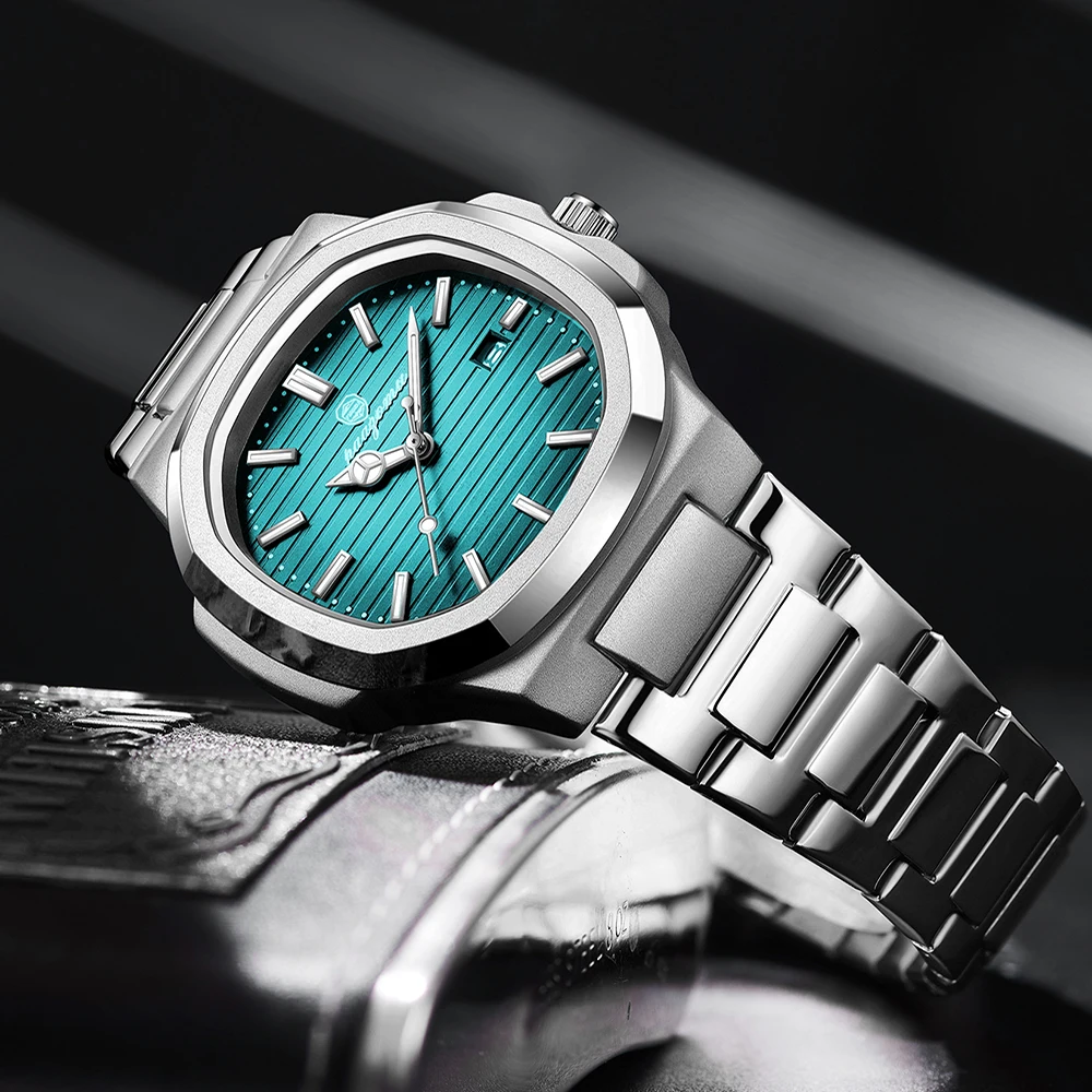 Reloj PAAZOMU de marca de lujo para hombre, reloj deportivo resistente al agua con fecha luminosa, reloj de pulsera para hombre con esfera cuadrada, relojes de cuarzo para hombre de alta calidad