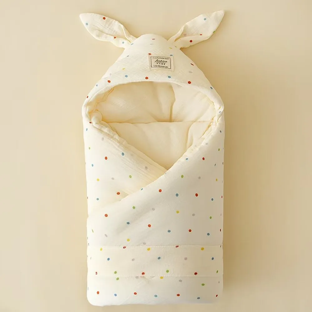 Manta envolvente de algodón arrugado de lujo, diseño de Orejas de conejo, manta térmica Extra suave, diseño acolchado, envoltura para bebé, cuidado de recién nacido