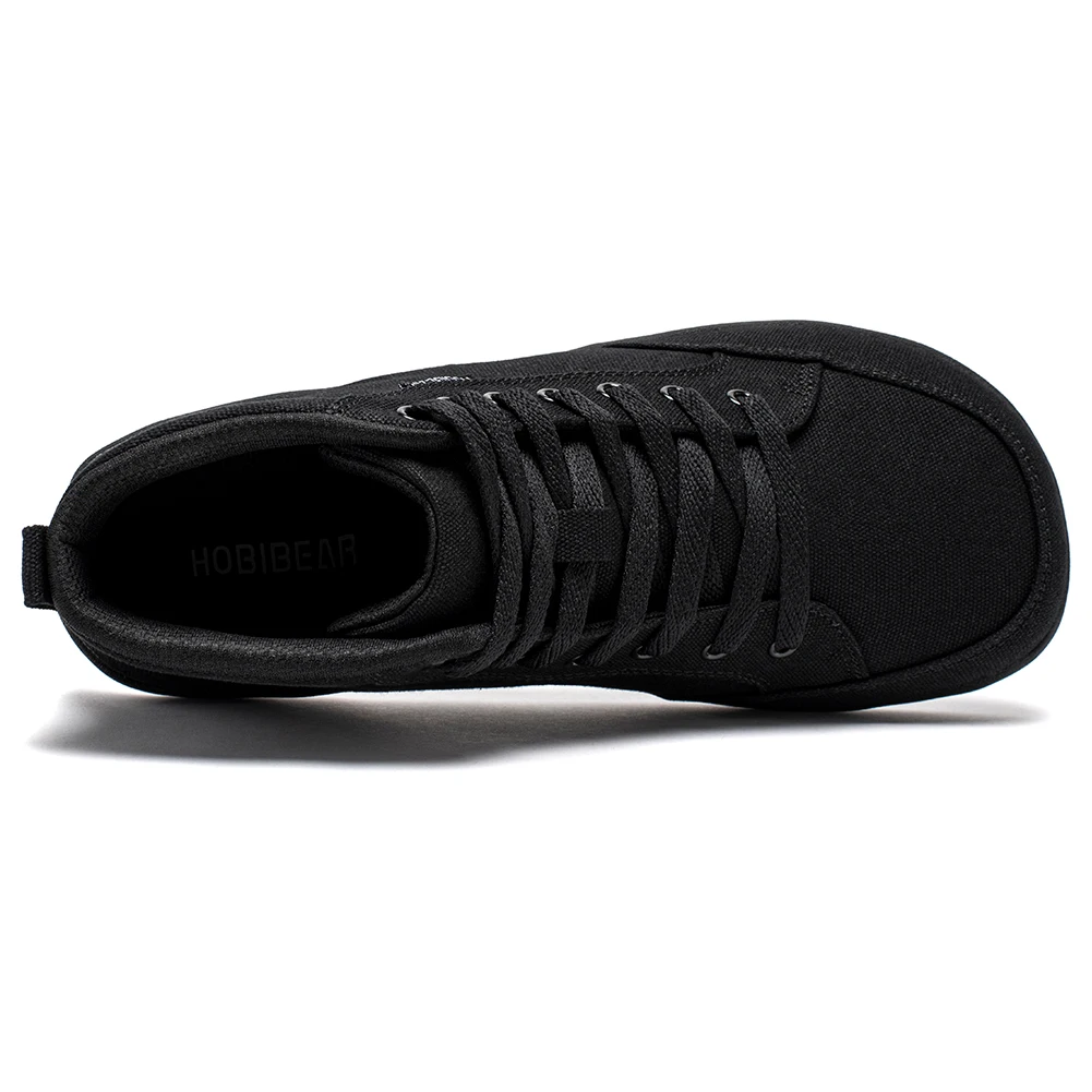 HOBIBEAR Zapatos descalzos de caña media, zapatillas de lona con punta ancha Unisex, zapatos para caminar al aire libre con cordones y caída cero