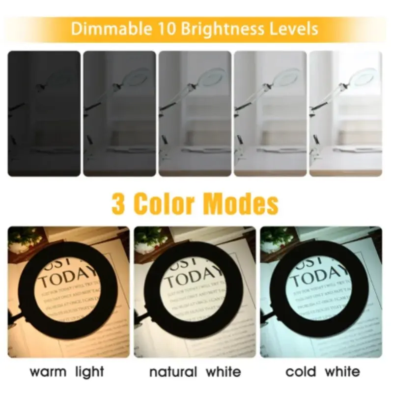 72LED 8X/10X nueva lupa iluminada USB 3 colores lupa LED para reparación de soldador/lámpara de mesa/belleza del cuidado de la piel