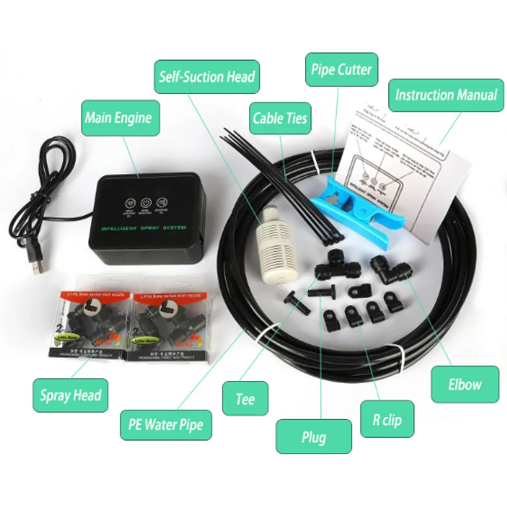 Pulverizador de plantas de jardín, sistema de riego automático con pantalla táctil, Kit de sistema de riego por pulverización