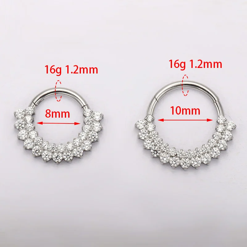 ASTM F136 titanio Clicker tabique nariz anillo Piercing CZ Daith pendiente aro frontal segmento con bisagras joyería corporal de lujo nuevo