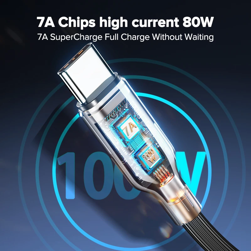 QOOVI-Cable de datos de carga rápida QC3.0, cargador de USB-C para Xiaomi, Samsung, Huawei, OnePlus, Poco F3, 3M, 7A, USB tipo C