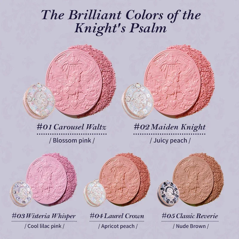 Flower Knows Knight Unicorn Collection, Rubor en Polvo Satinado Mate, Maquillaje Coreano, Rubor de Larga Duración, Resistente al Agua, Maquillaje