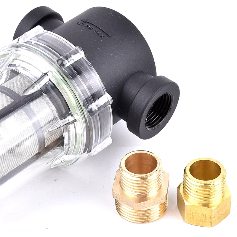 Filtro de tubería de agua para jardín, arandelas a presión de 1/2 3/4 pulgadas, filtros de entrada de bomba, conector de latón para riego, colador de acuario