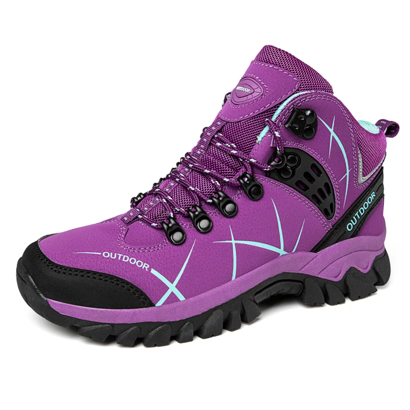 Otoño Invierno mujer cuero botines al aire libre zapatos de senderismo Trekking montaña zapatillas seguimiento Treking felpa cálido
