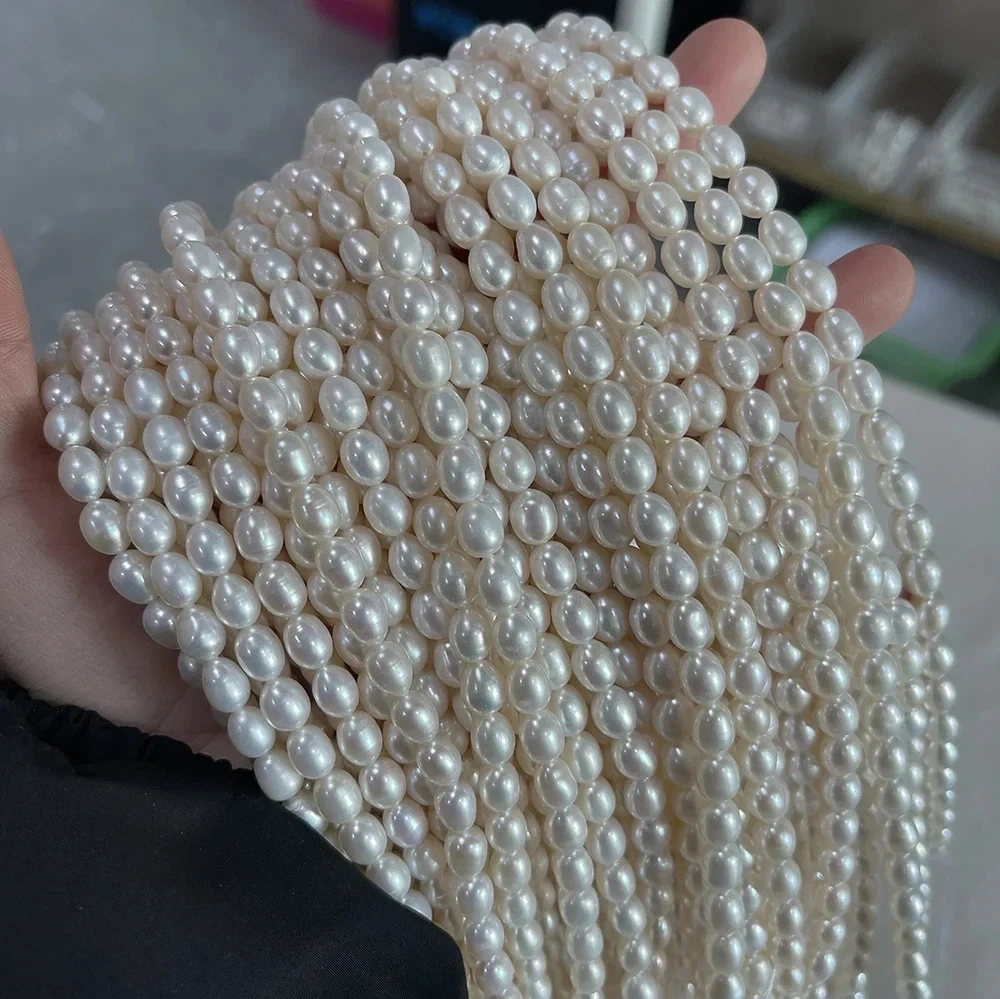 Perlas naturales de agua dulce casi redondas de alta calidad AAA para fabricación de joyas, suministros, accesorios para pulseras y collares DIY