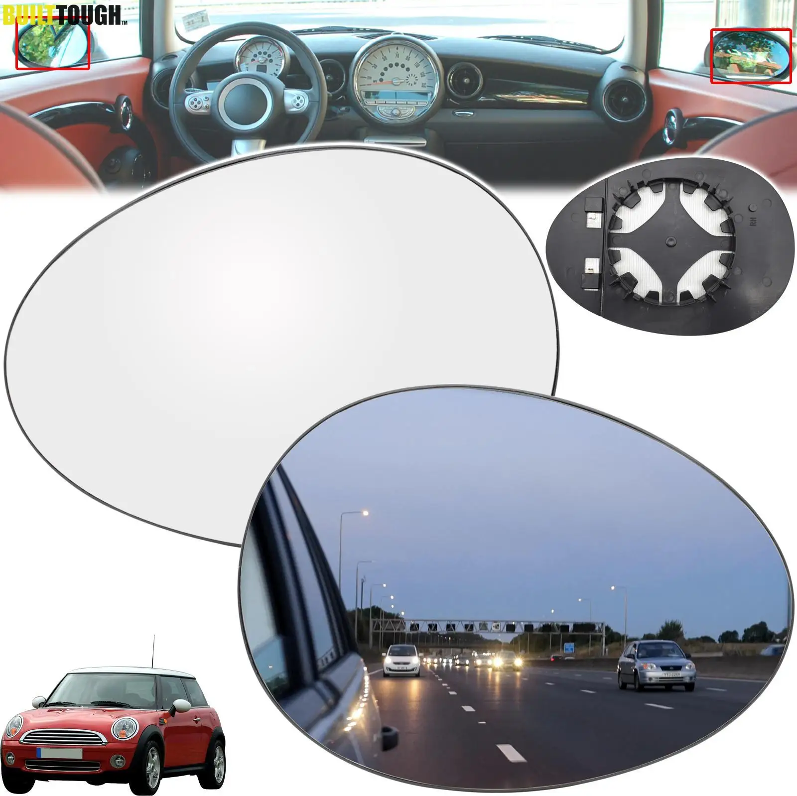 Para Mini Cooper S One Countryman R55 R56 R57 R58 R59 R60 R61 2007 - 2014 espejo retrovisor izquierdo derecho placa convexa calentada de vidrio
