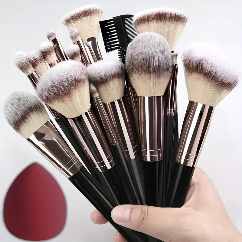 Juego de Brochas de Maquillaje Profesional de 3/20 Piezas, Brochas Suaves y Esponjosas para Sombras de Ojos, Base, Corrector, Difuminador, Colorete, Brocha Kabuki, Herramienta de Belleza para Mujer