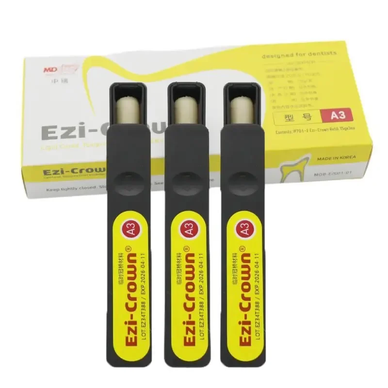 Resina Dental Ezi-Crown de Fotopolimerización para Coronas Temporales y Puentes, Material Dental para Carillas/Inlays/Onlays A1/A2/A3