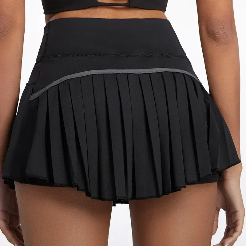 Faldas de tenis seguras Cloud Hide XS-XXL para gimnasio, Golf, correr, falda pantalón plisada, pantalones cortos deportivos SEXY para mujer, falda pantalón de cintura alta con bolsillo